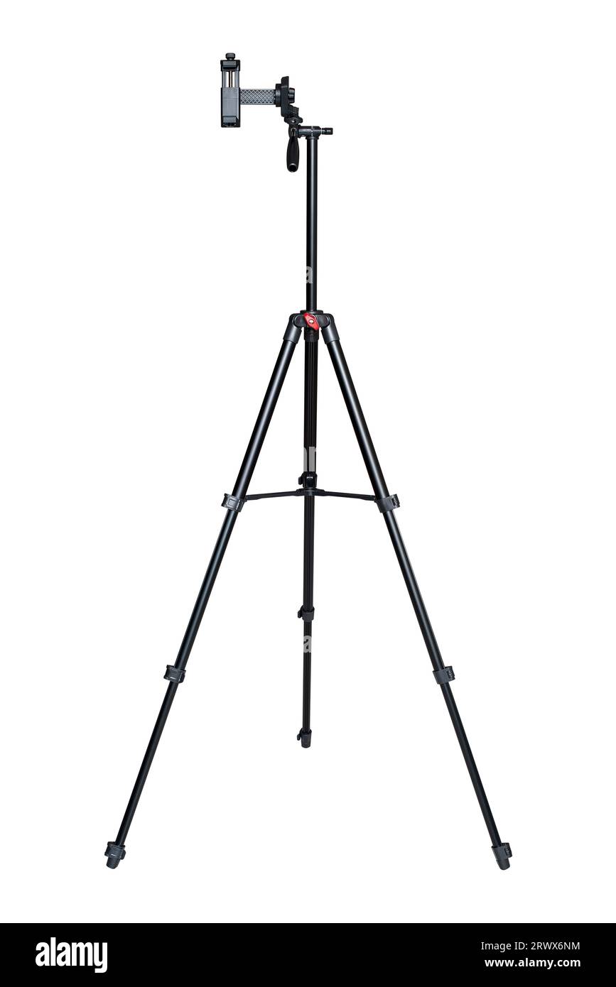 Tripod camera isolated on white background Stock Photo - Alamy