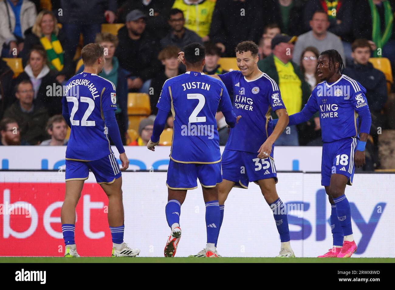 Kasey McAteer of Leicester City celebrates after scoring a goal to make ...