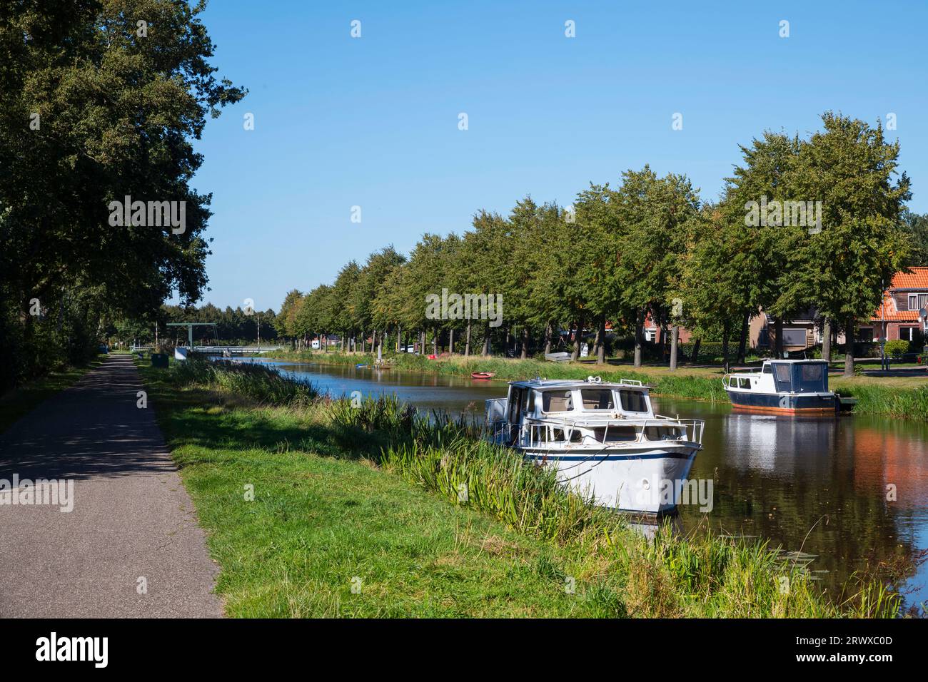 westerwoldersche aa rriver in holland with boats Stock Photo