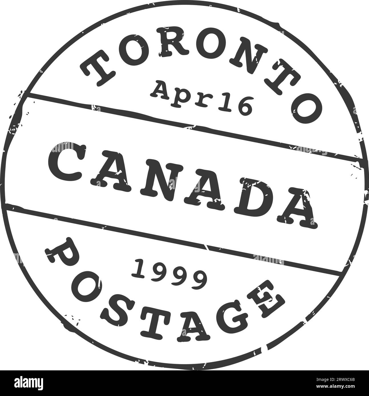 Toronto postage and postal stamp. Postcard Canada town ink stamp, letter Toronto city aged vector seal or postage parcel or departure country or Canadian region postmark vintage imprint Stock Vector
