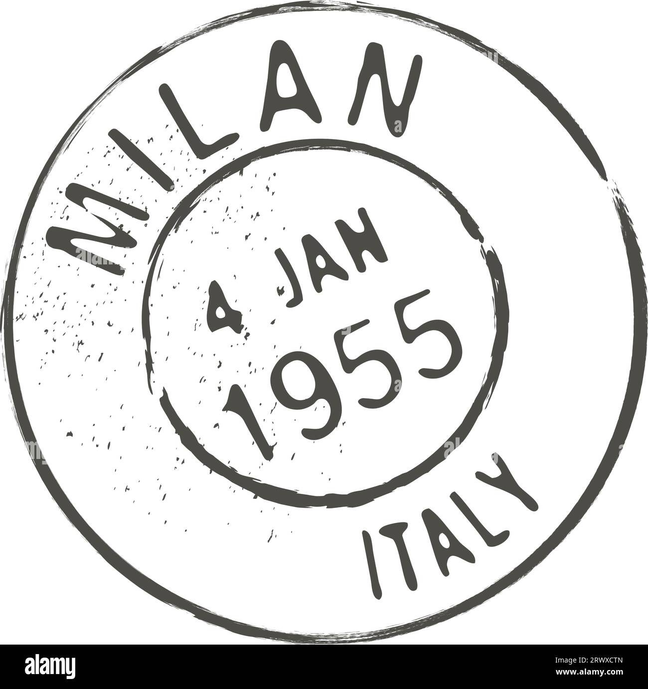 Milan postage and postal stamp. Italian city letter envelope ink stamp, mail delivery departure European country or region aged vector imprint or postcard Italy Milan town seal Stock Vector