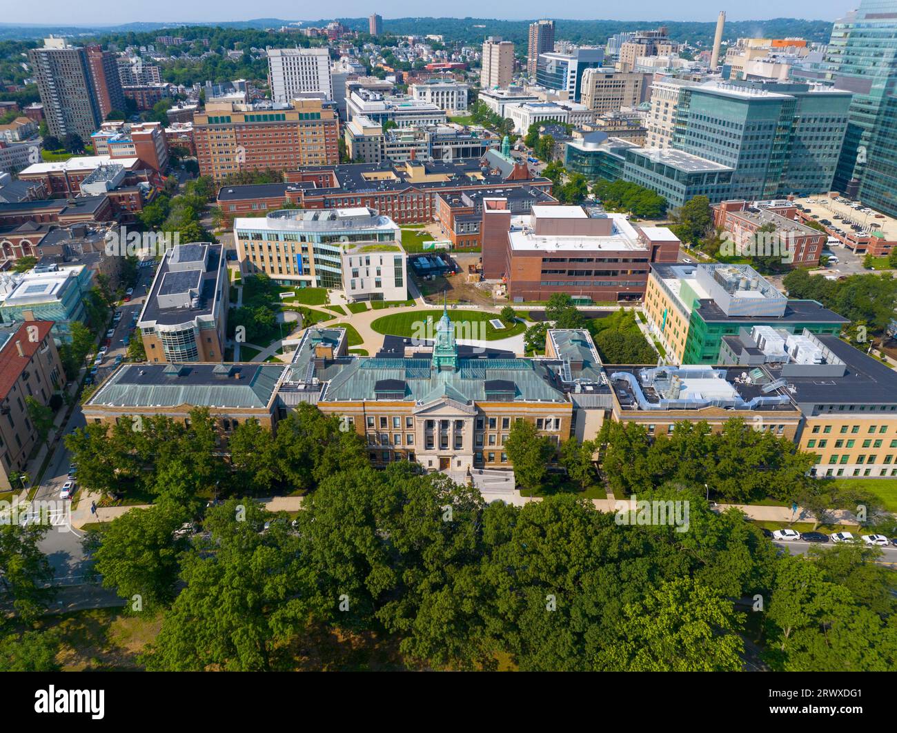 Simmons University Main College Building in Main Campus aerial view at Longwood Medical And Academic Area in city of Boston, Massachusetts MA, USA. Stock Photo