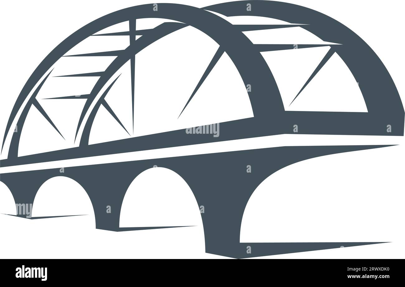 Bridge icon, vector viaduct construction of urban architecture building