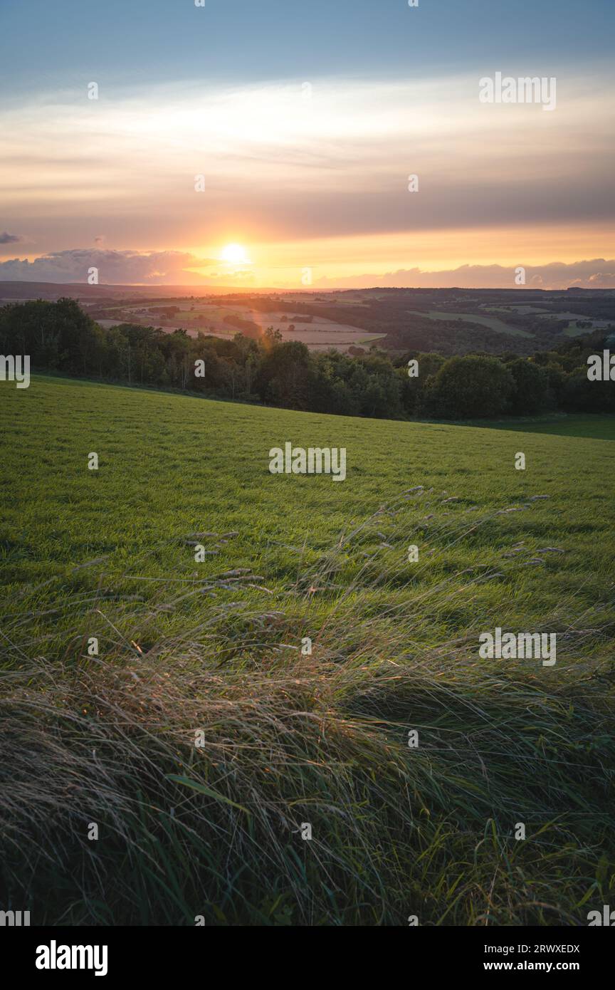 Sunset viewed from the edge of Consett, County Durham. Fawcett park