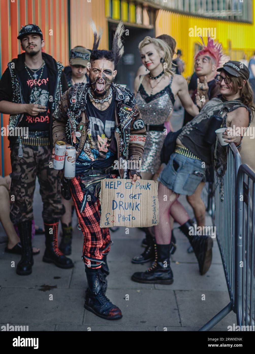 A group of punks at the Music Walk Of Fame festival in Camden. Stock Photo
