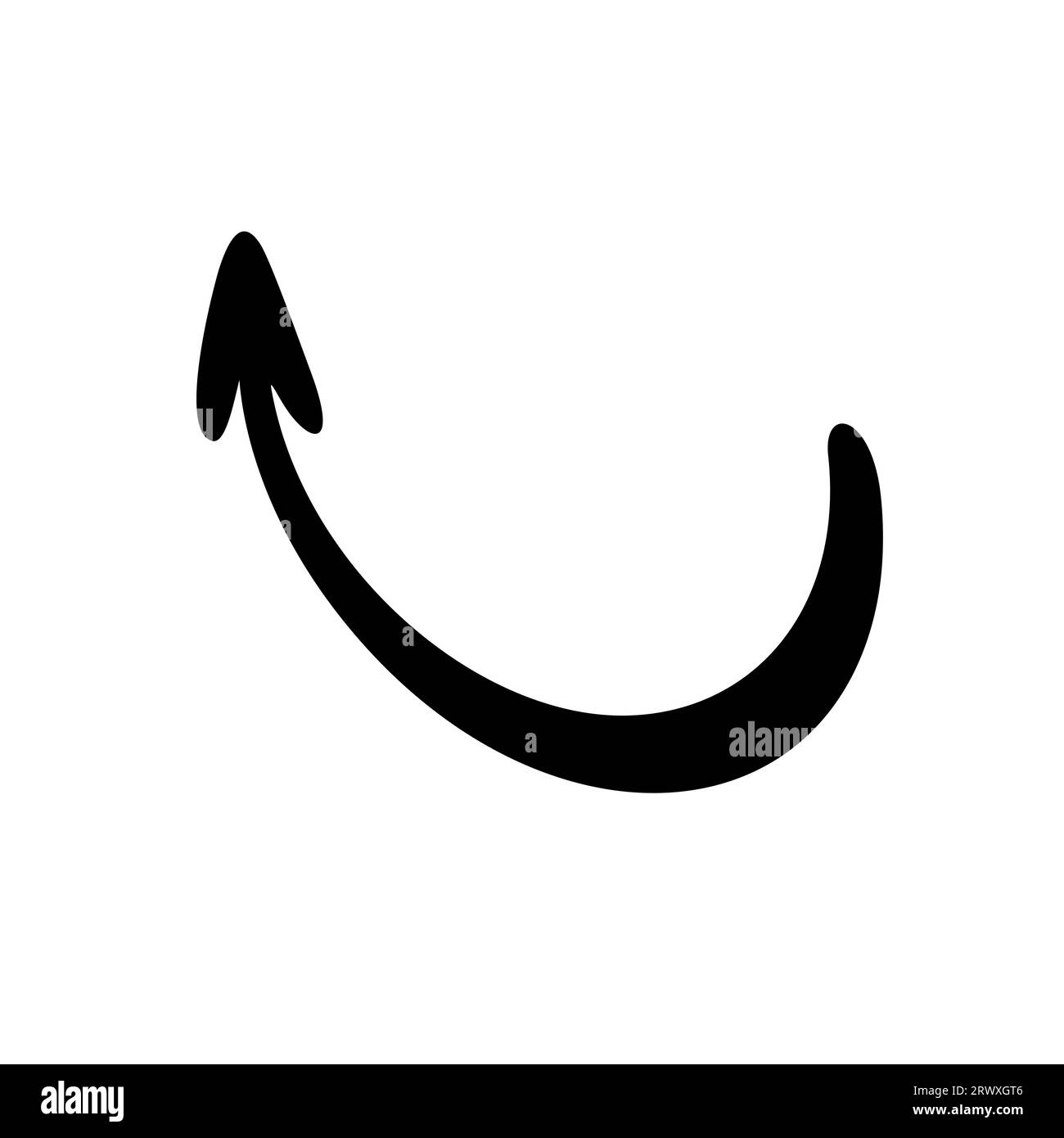 Arrow simple hand drawn vector illustration, free form curved sign