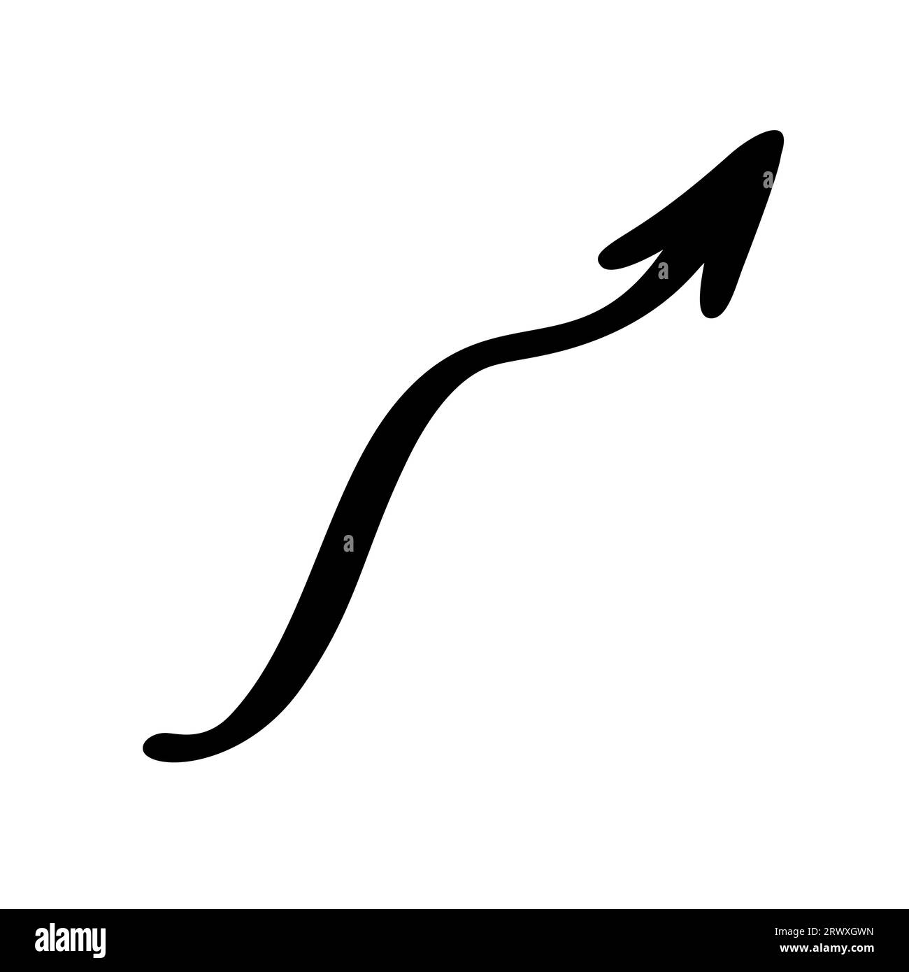 Arrow simple hand drawn vector illustration, free form curved sign