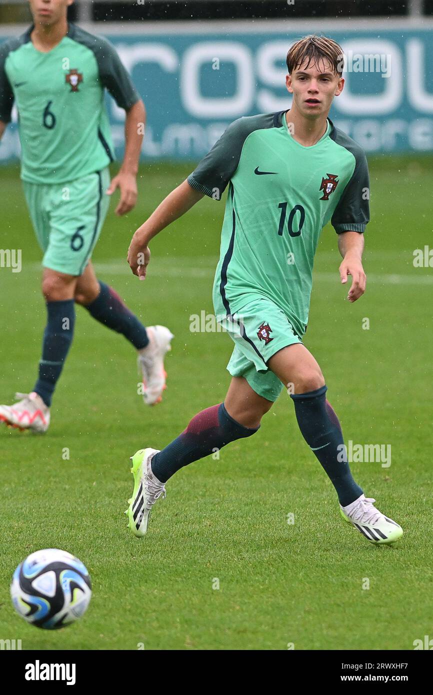 Oostakker, Belgium. 21st Sep, 2023. Joao Abreu (10) of Portugal pictured during a friendly soccer game between the national under 16 teams of Turkey and Portugal on Thursday 21 September 2023 in Oostakker, Belgium . Credit: sportpix/Alamy Live News Stock Photo