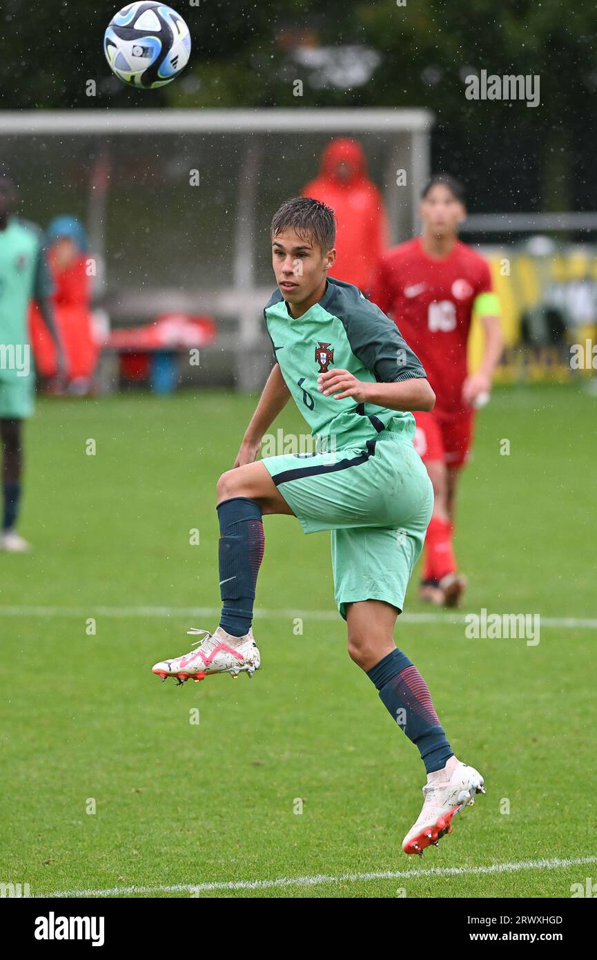 Oostakker, Belgium. 21st Sep, 2023. Rafael Quintas (6) of Portugal pictured during a friendly soccer game between the national under 16 teams of Turkey and Portugal on Thursday 21 September 2023 in Oostakker, Belgium . Credit: sportpix/Alamy Live News Stock Photo