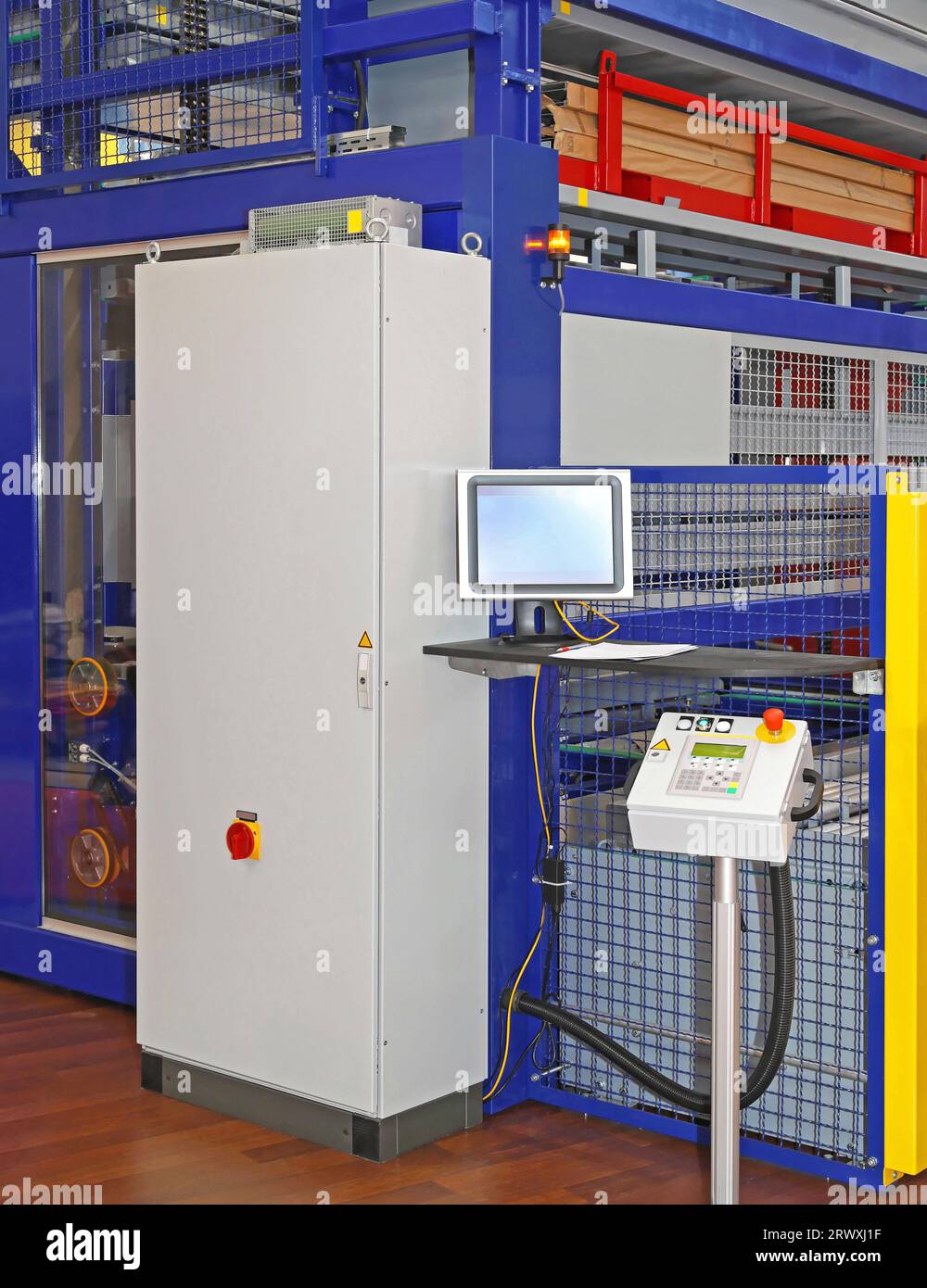 Large Machine Control Panel and Work Position With Monitor in Factory ...