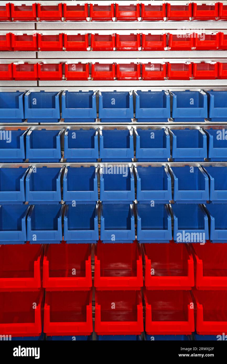 Sorting Bins and Tubs Wall Storage for Small Parts in Service Garage