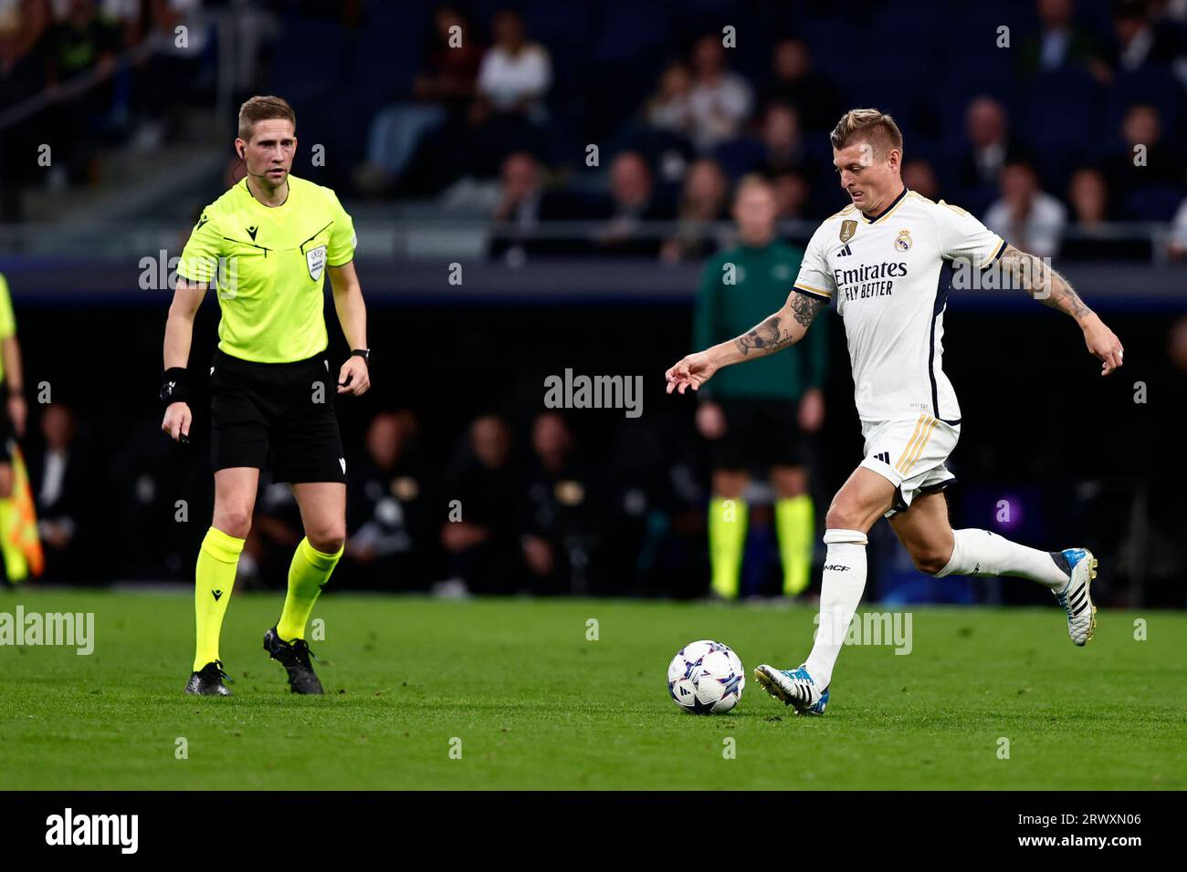 Toni Kroos of Real Madrid Cf in action during the Uefa Champions League match beetween Real Madrid CF and Fc Union Berlin at Santiago Bernabeu Stadium on September 20, 2023 in Madrid, Spain . Stock Photo