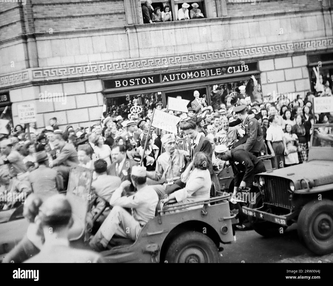 Parade in Boston in aid of war bonds: Kathryn Grayson on one of the ...