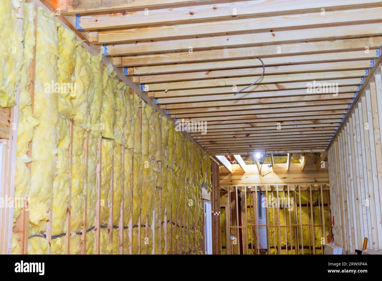 Mineral wool wall building with fiber cotton thermal insulation with