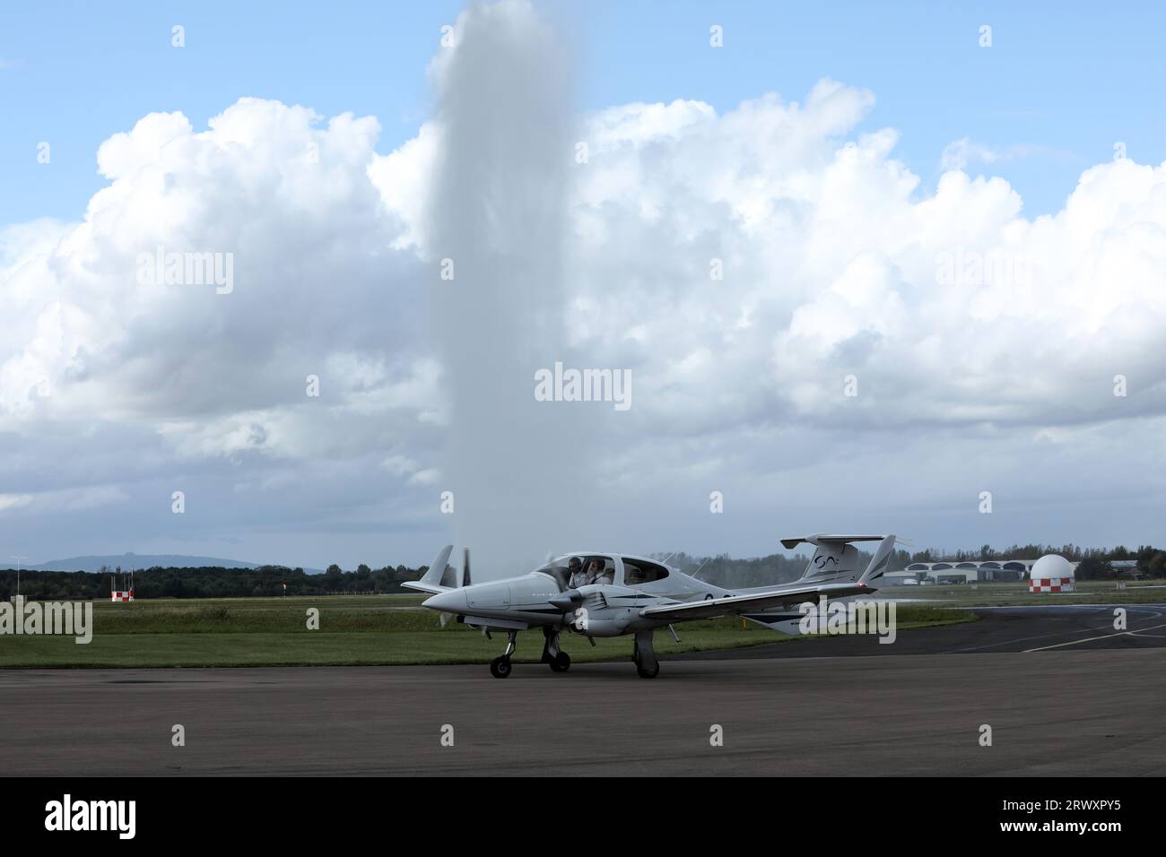 Severn Trent mains water pipe burst under the grass runway at