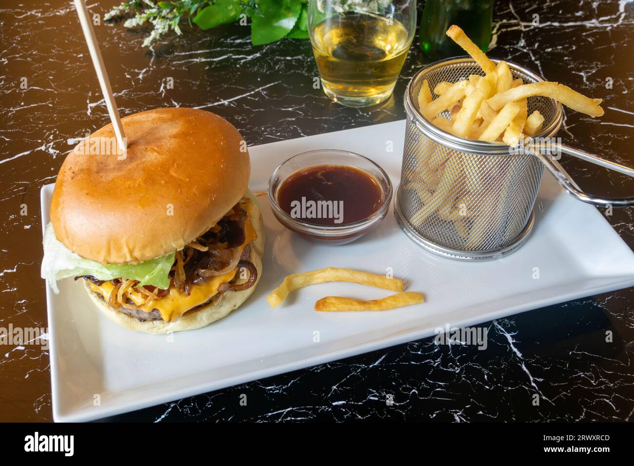 The Paris Burger at bistro Mahalo on Dale Street in Liverpool Stock Photo