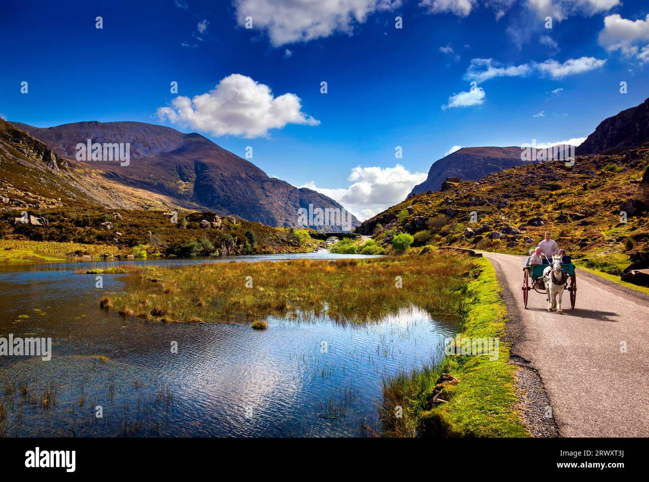 Jaunting Car at the Gap of Dunloe in Killarney National Park, County Kerry, Ireland Stock Photo