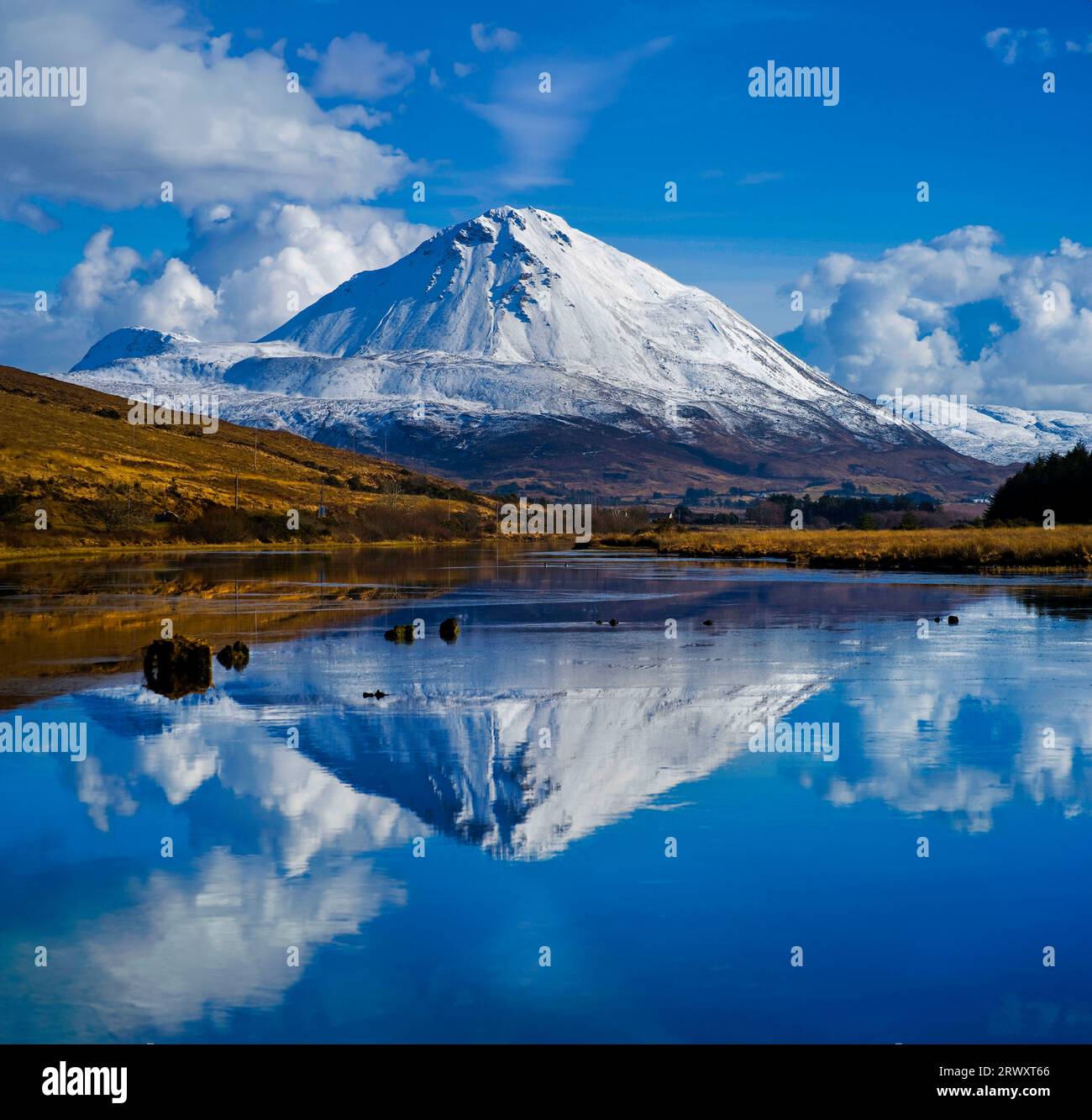 A snow covered Errigal Mountain, County Donegal, Ireland Stock Photo