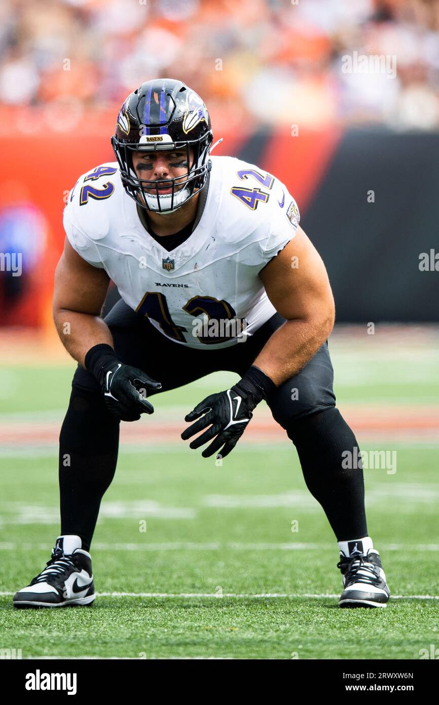 Baltimore Ravens fullback Patrick Ricard (42) lines up for the play ...