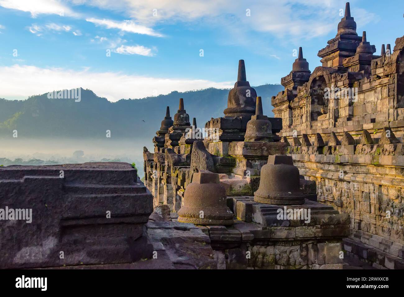 Terraces of Borobudur. The island of Java. Indonesia Stock Photo - Alamy