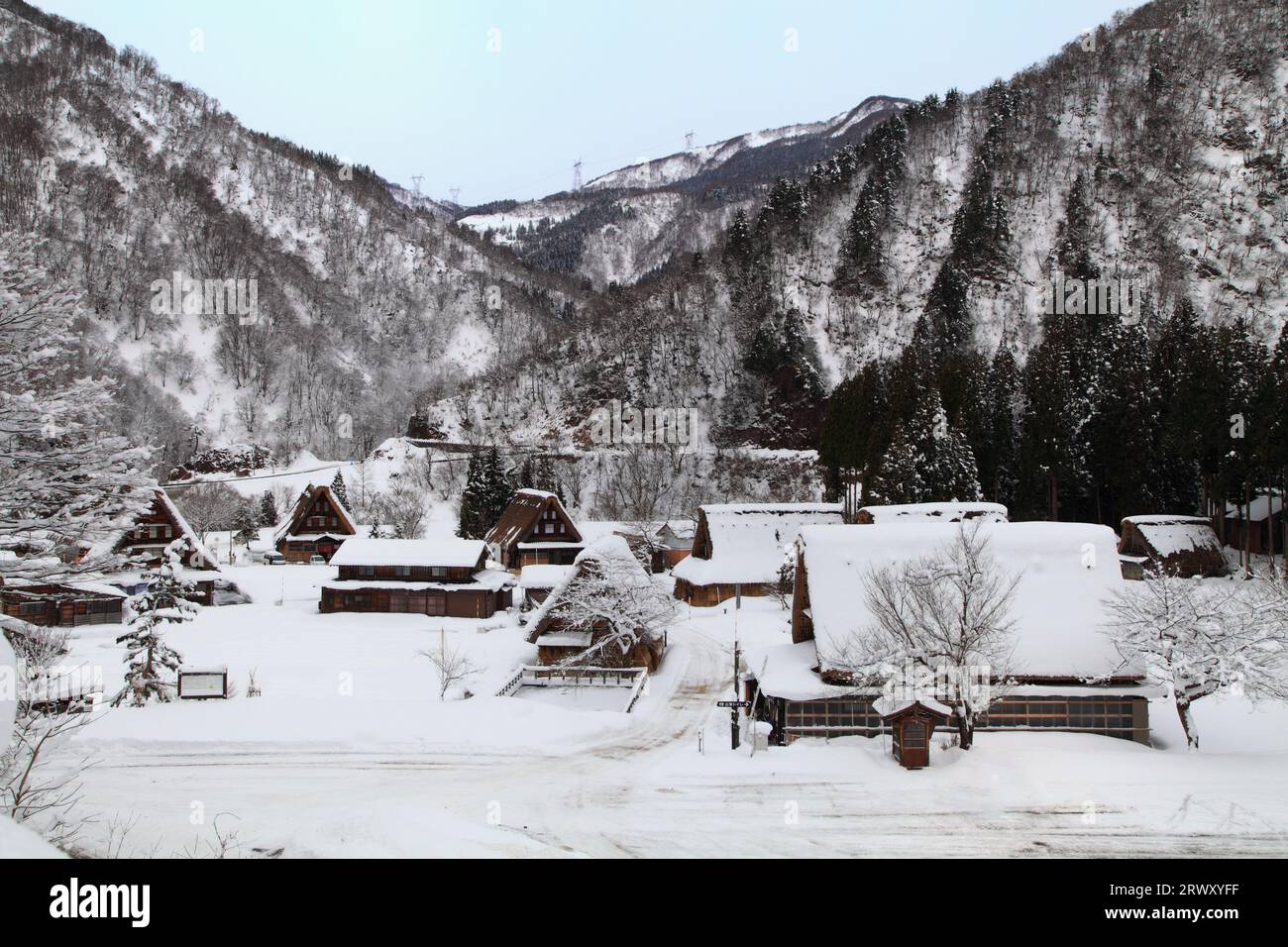 World Heritage Site Gokayama Suganuma Village in snow, Toyama Prefecture Stock Photo