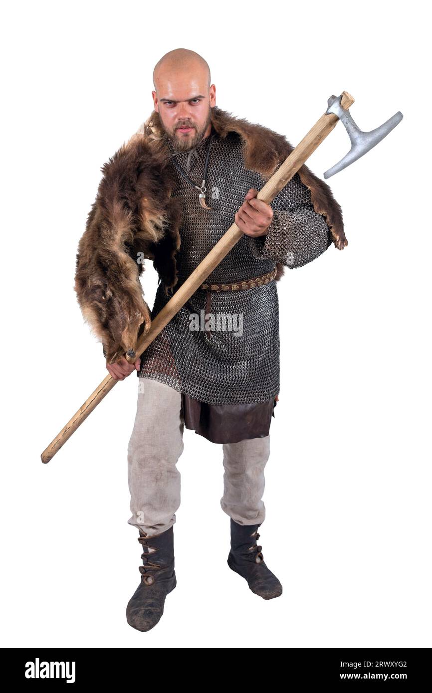 Viking with two axes, black background, ready to fight, logo, wa 
