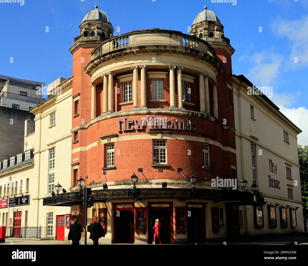 Front view of the curved frontage of The New Theatre, Cardiff. Taken