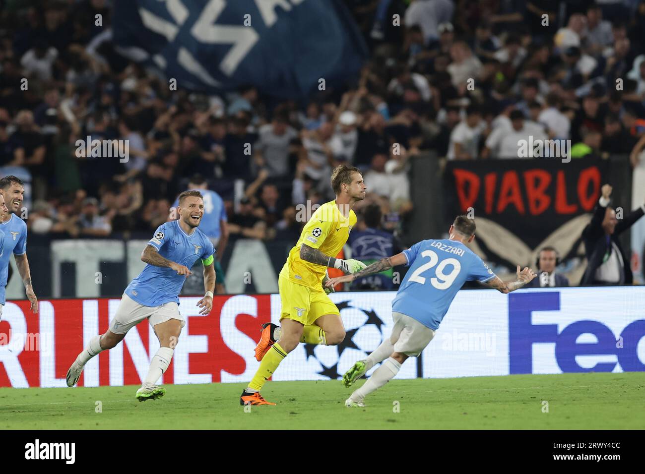 Provedel Lazio's Italian goalkeeper Ivan Provedel celebrates after scoring a ...