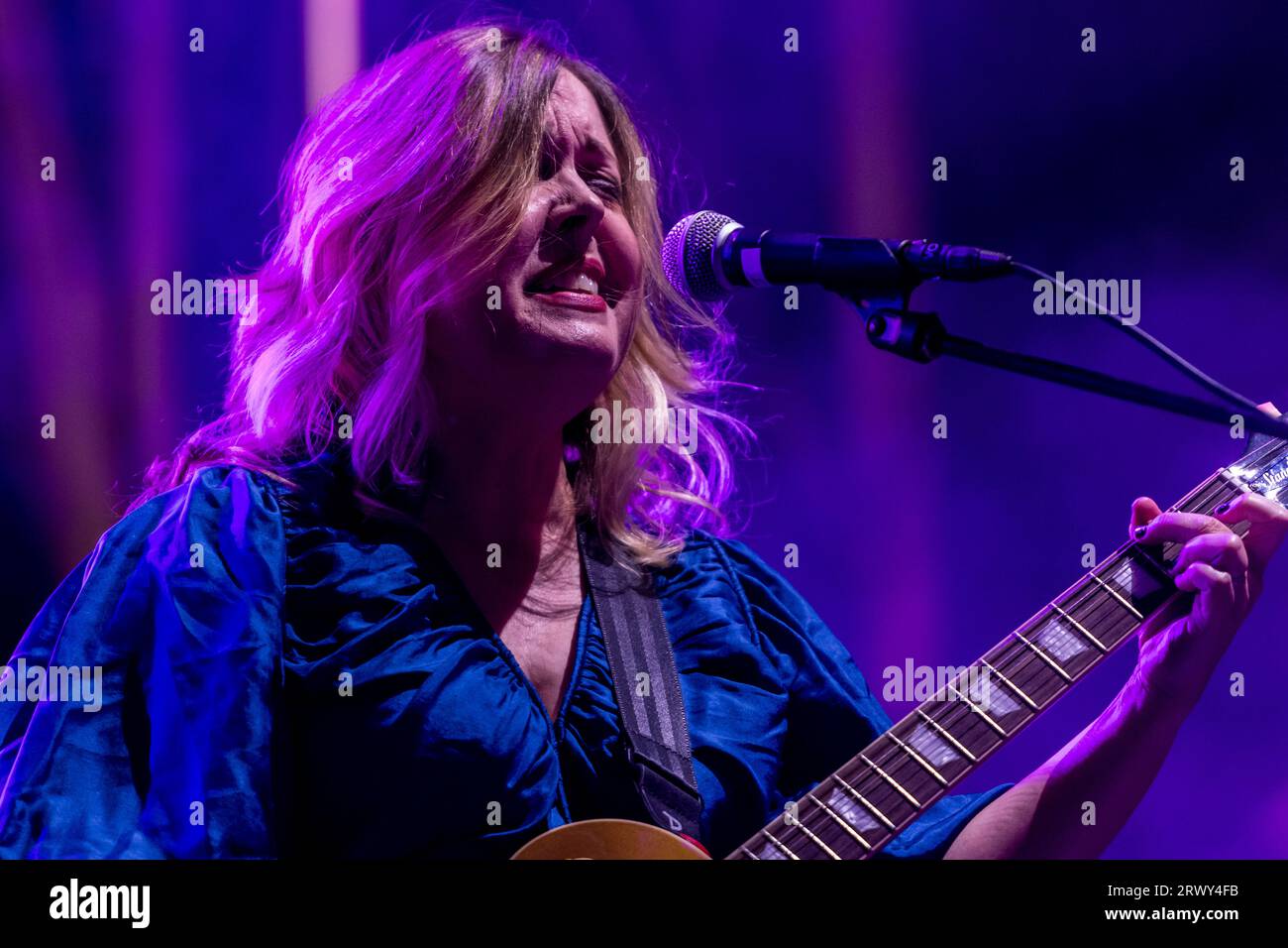 Seattle, USA. 2 Sep, 2023. The Olympia band Sleater Kinney performing at Bumbershoot 2023 Stock
