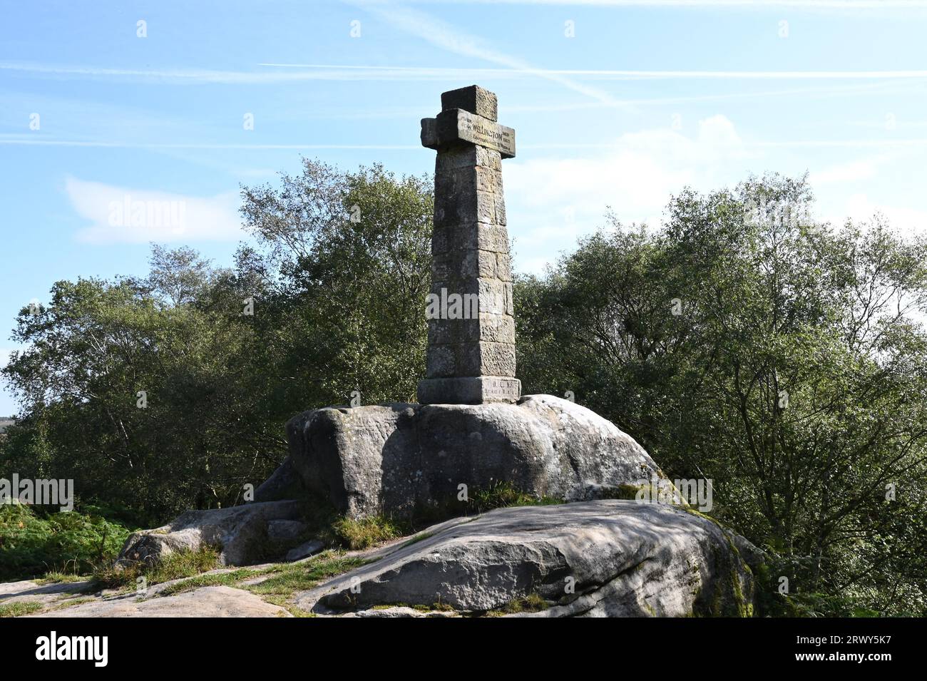 Wellington's Monument on Baslow Edge in the Derbyshire Peak District