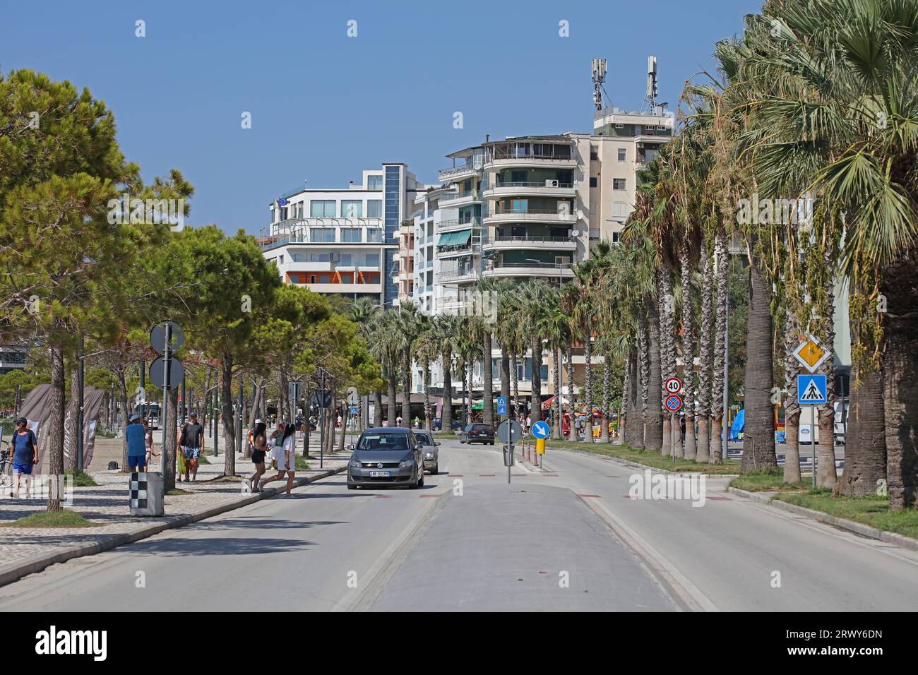Vlore, Albania, Saturday 26 August 2023 walking in the central avenue