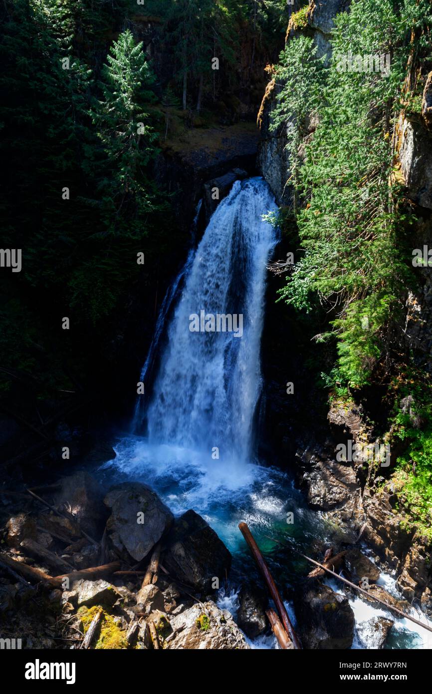 Lady Falls in Strathcona Provincial Park on Vancouver Island in British Columbia, Canada. Stock Photo