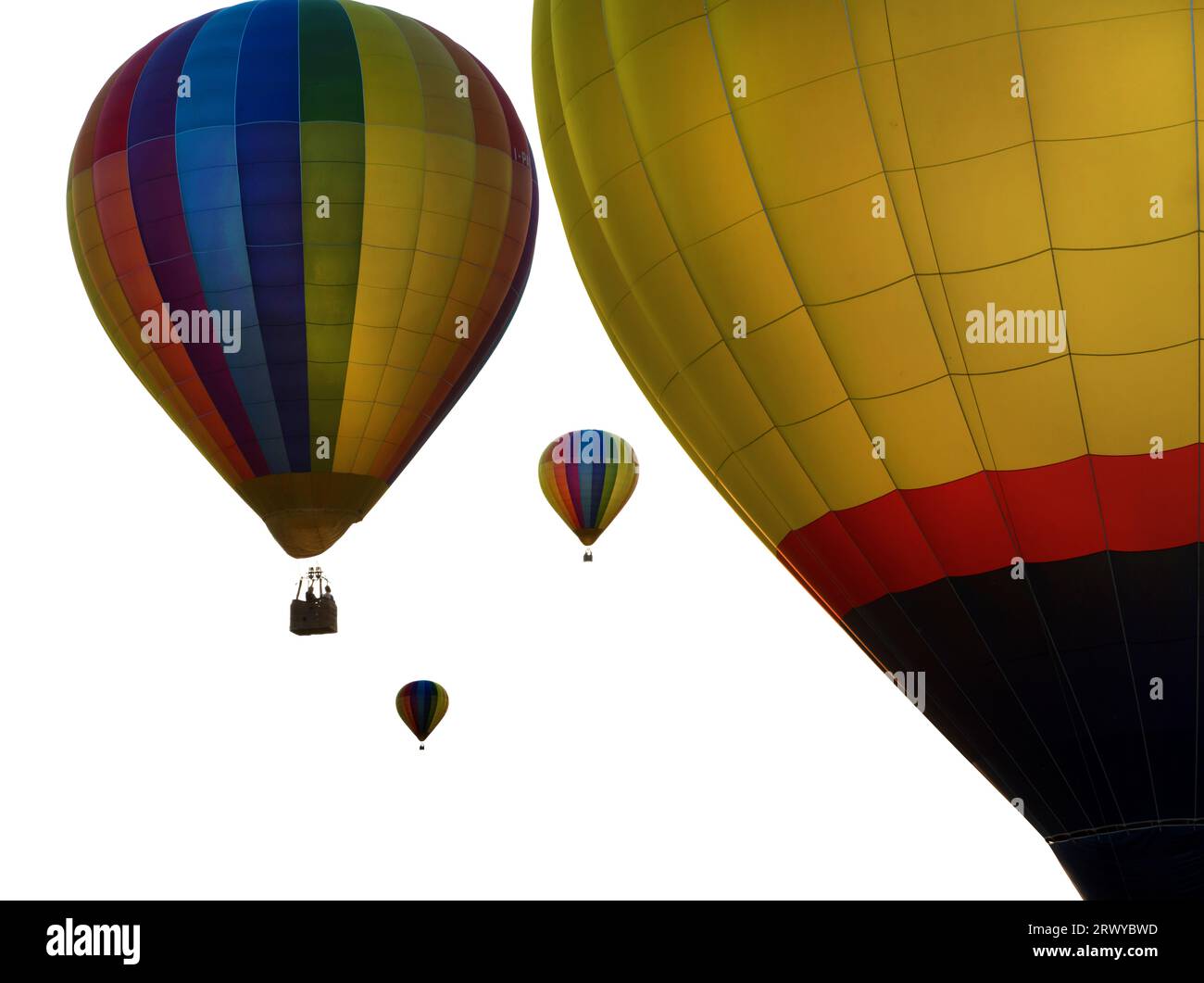 colored hot air balloons on a transparent surface Stock Photo - Alamy