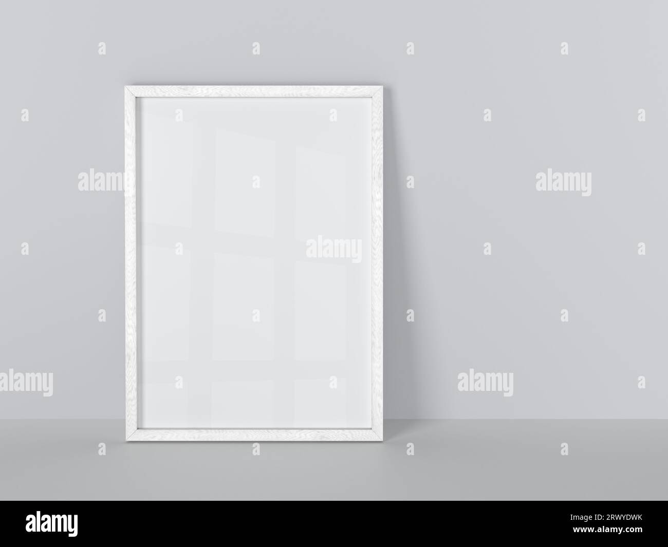 Wooden frame isolated on gray wall. 3d illustration Stock Photo - Alamy