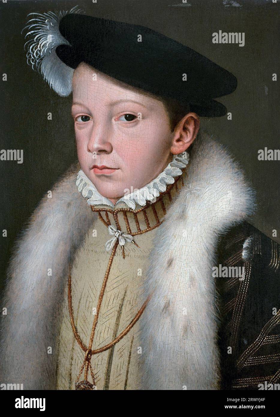 Portrait of Charles IX, king of France, by François Clouet. Francis II (1544 – 1560) King of France from 1559 to 1560. Stock Photo