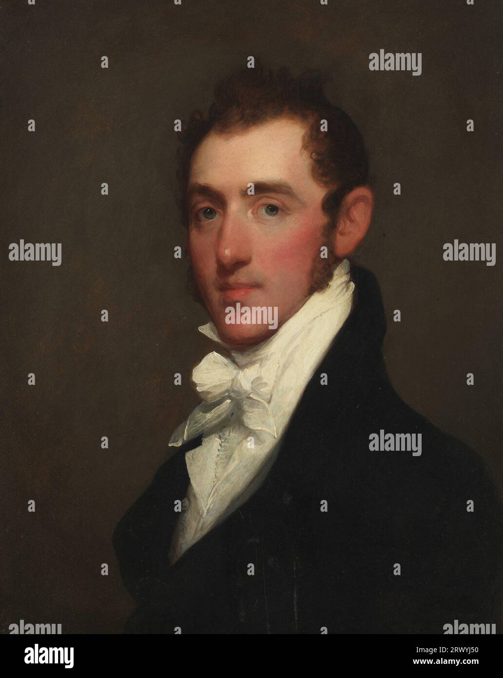 Henry Rice (1786 – 1867) American Army officer in the War of 1812. Painting by Gilbert Stuart Stock Photo