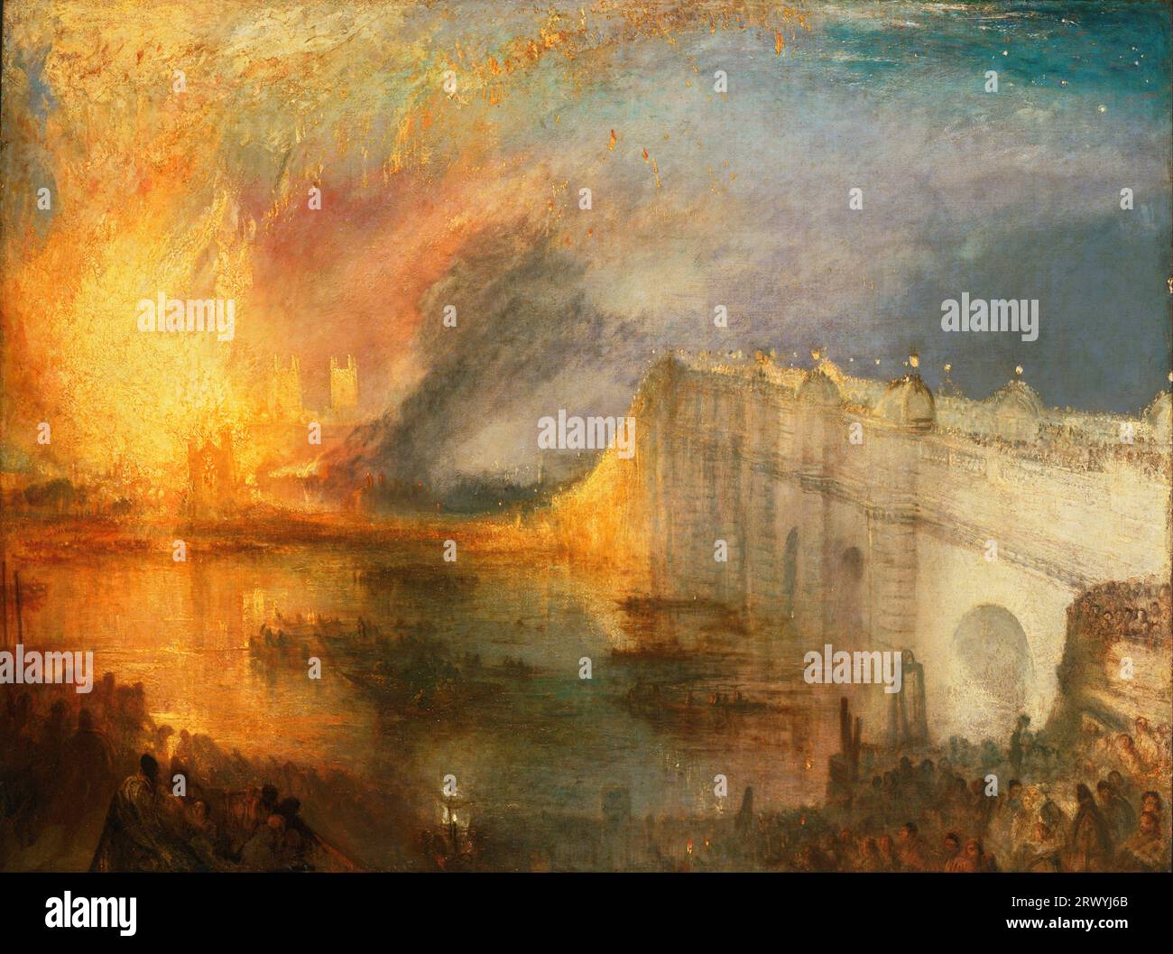 The Burning of the Houses of Lords and Commons, October 16, 1834 - Painting by J. M. W. Turner Stock Photo