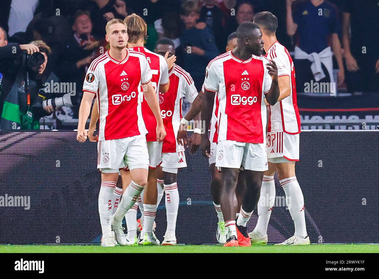 AMSTERDAM, NETHERLANDS - SEPTEMBER 21: Kenneth Taylor (Ajax) scores the 3-2  during the UEFA Europa League 2023/2024 - Group B match of AFC Ajax and Ol  Stock Photo - Alamy