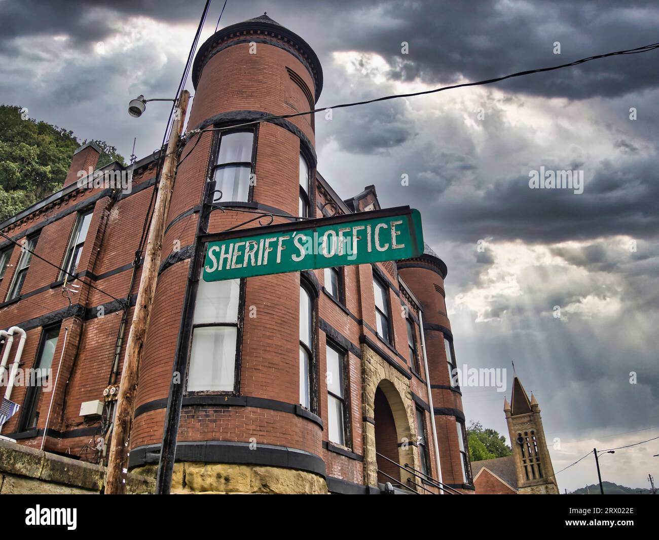 the Meigs County Sheriff's Office sign and building in Pomeroy Ohio