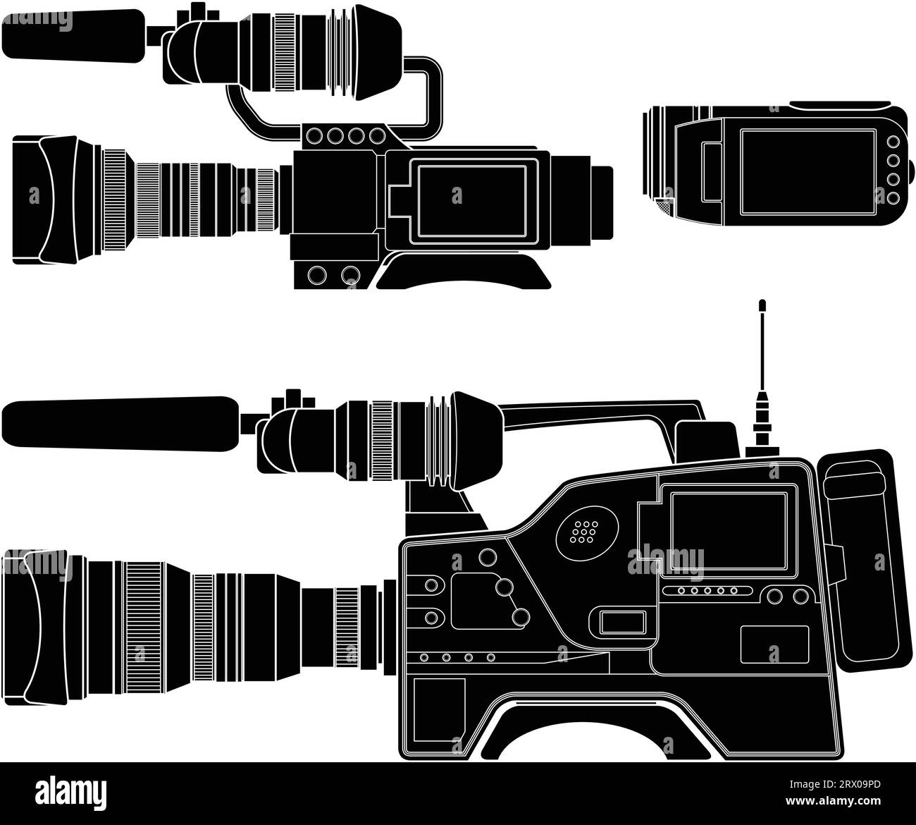 Layered vector illustration of three kinds of  Video Camera. Stock Vector