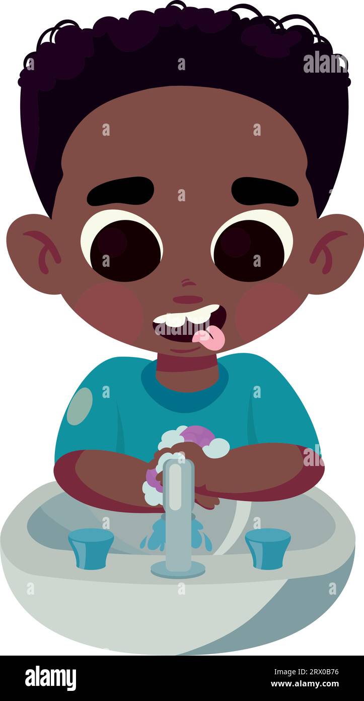 kid washing hands with soap Stock Vector Image & Art - Alamy