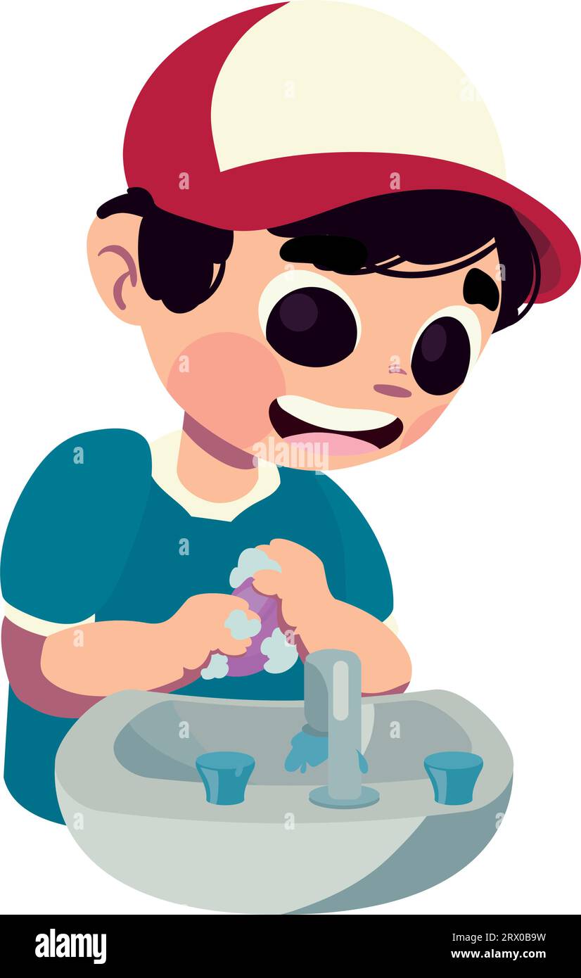 kid washing hands in washroom Stock Vector Image & Art - Alamy