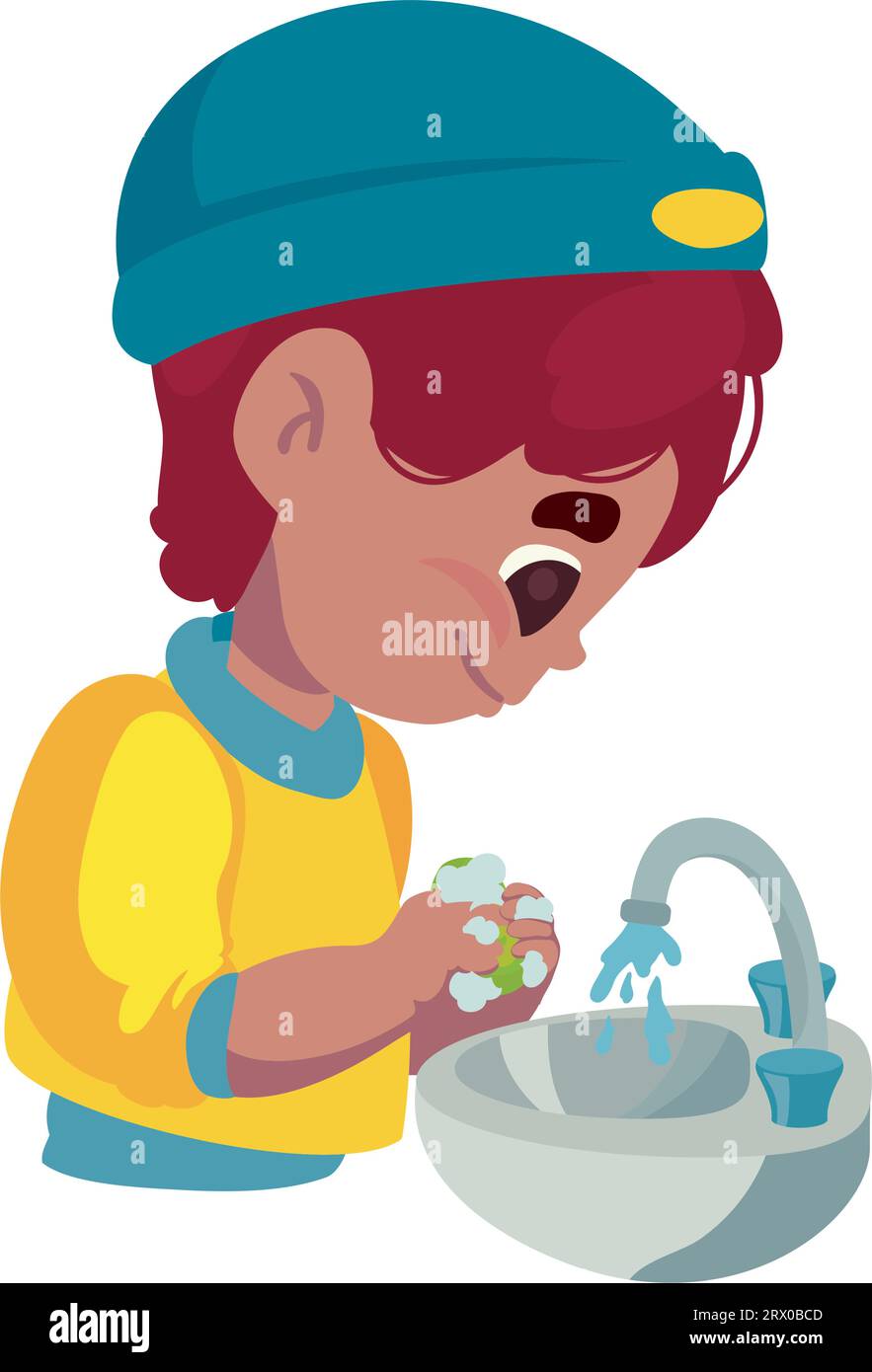 kid washing hands in bathroom Stock Vector Image & Art - Alamy