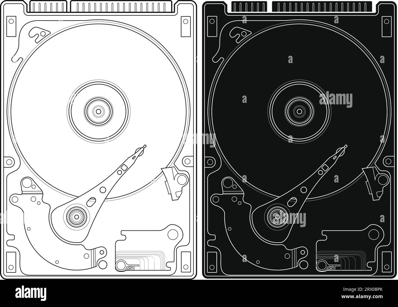 Layered editable vector illustration internal outline of computer hard