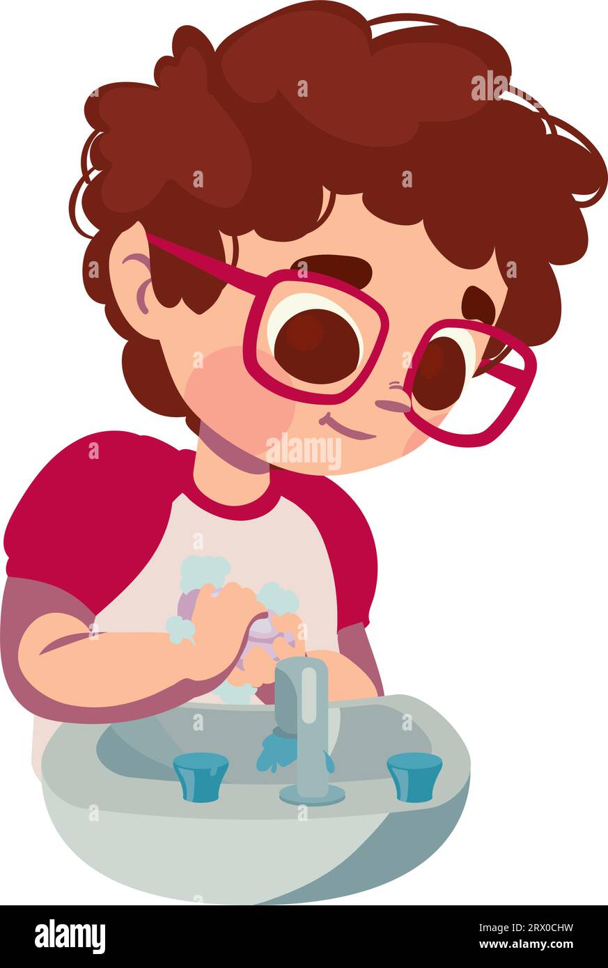 kid washing hands hygiene routine Stock Vector Image & Art - Alamy