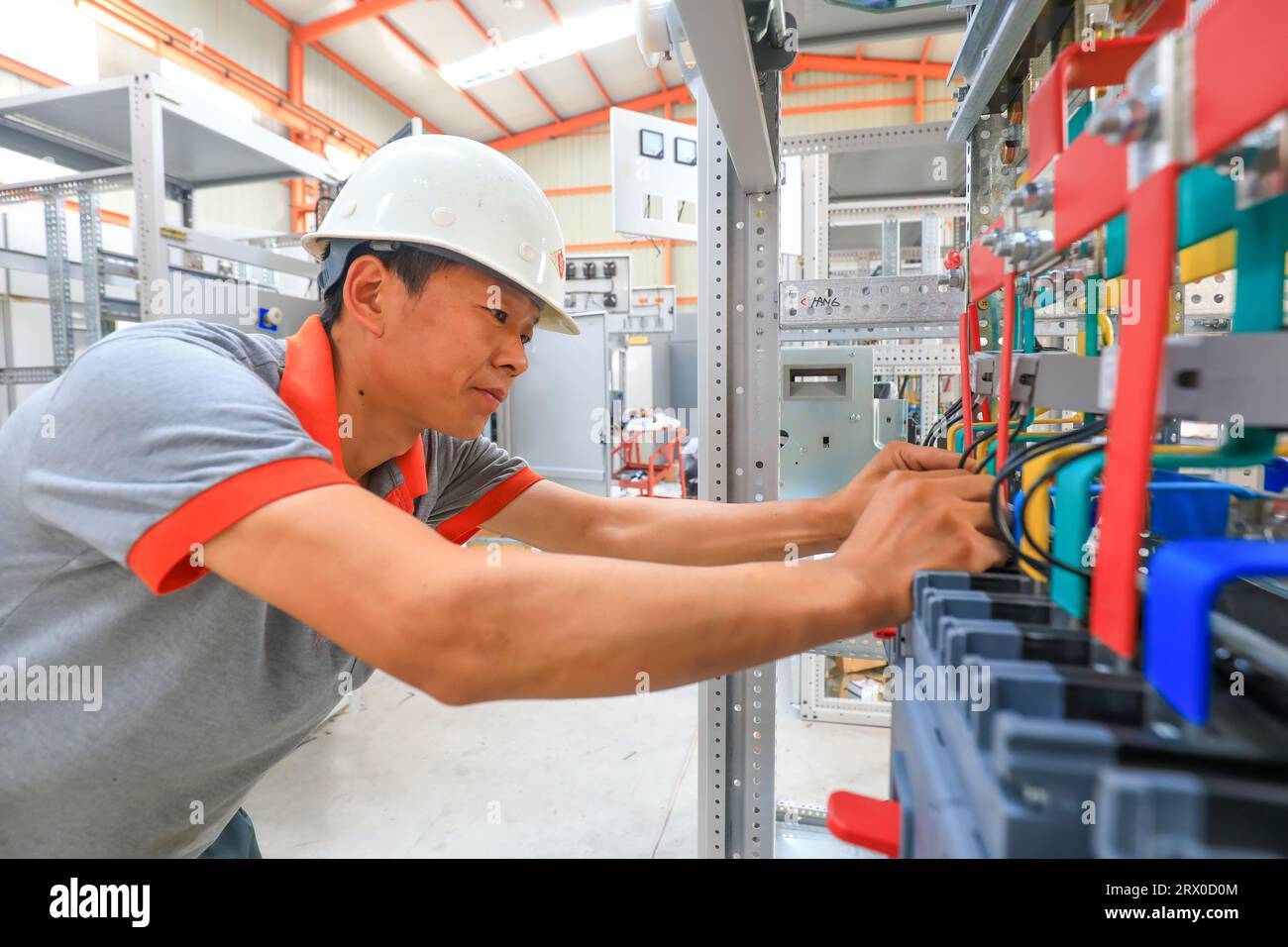 Luannan County, China August 10, 2023 Technical workers assembling