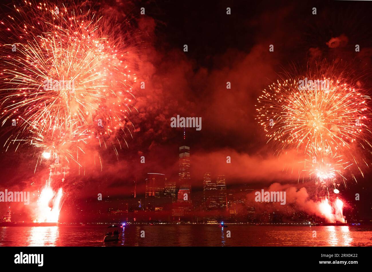 New years eve New York Manhattan fireworks. Fireworks over Manhattan