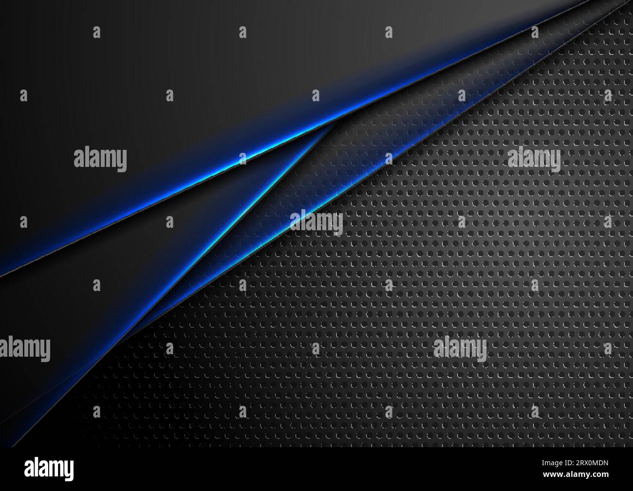 Futuristic perforated technology background with blue glowing lines ...