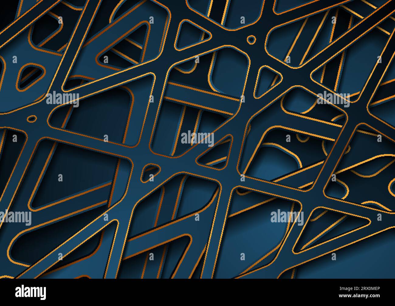 Blue and golden papercut 3d stripes abstract background. Corporate ...