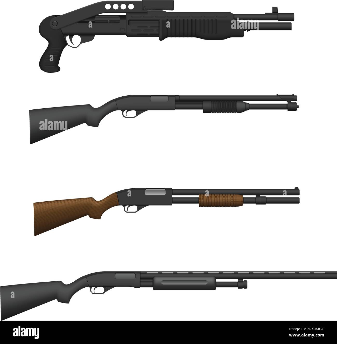 Layered vector illustration of different Shotguns Stock Vector Image